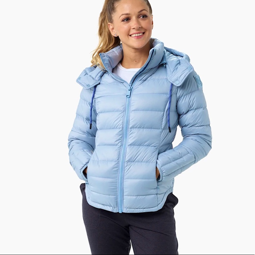 Lole Emeline Light Weight Down Jacket in Fog Blue, Size XS